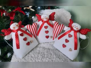 Sněhuláčci Trio bíločervení  s křidélky 450 mm - VAD98
