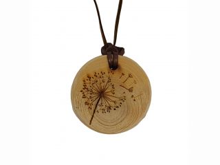 Medailonek na krk s  kůží, pampeliška - 35 mm - PK02