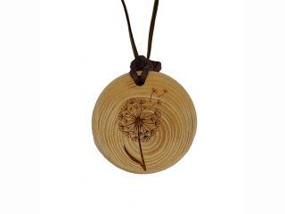 Medailonek na krk s kůží, pampeliška - 35 mm - PK08