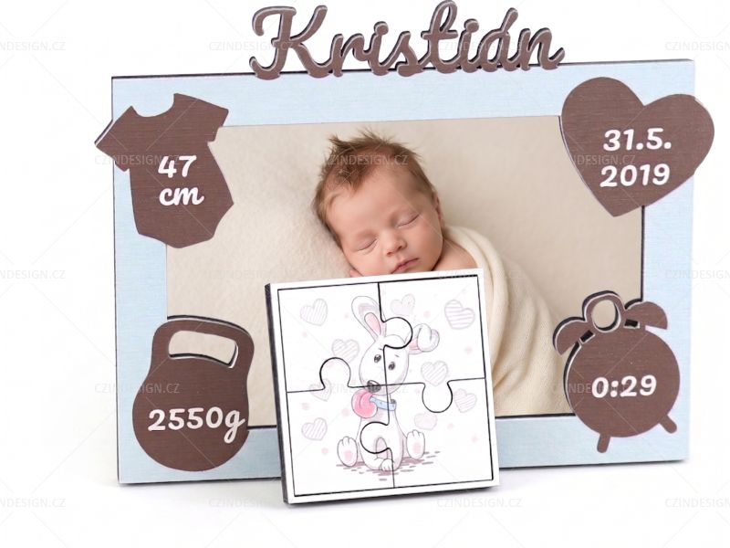 Rámeček na fotky s údaji o narození dítěte