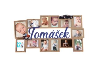 Dekorace s 13 rámečky pro Vaše miminko můj první rok - s autem